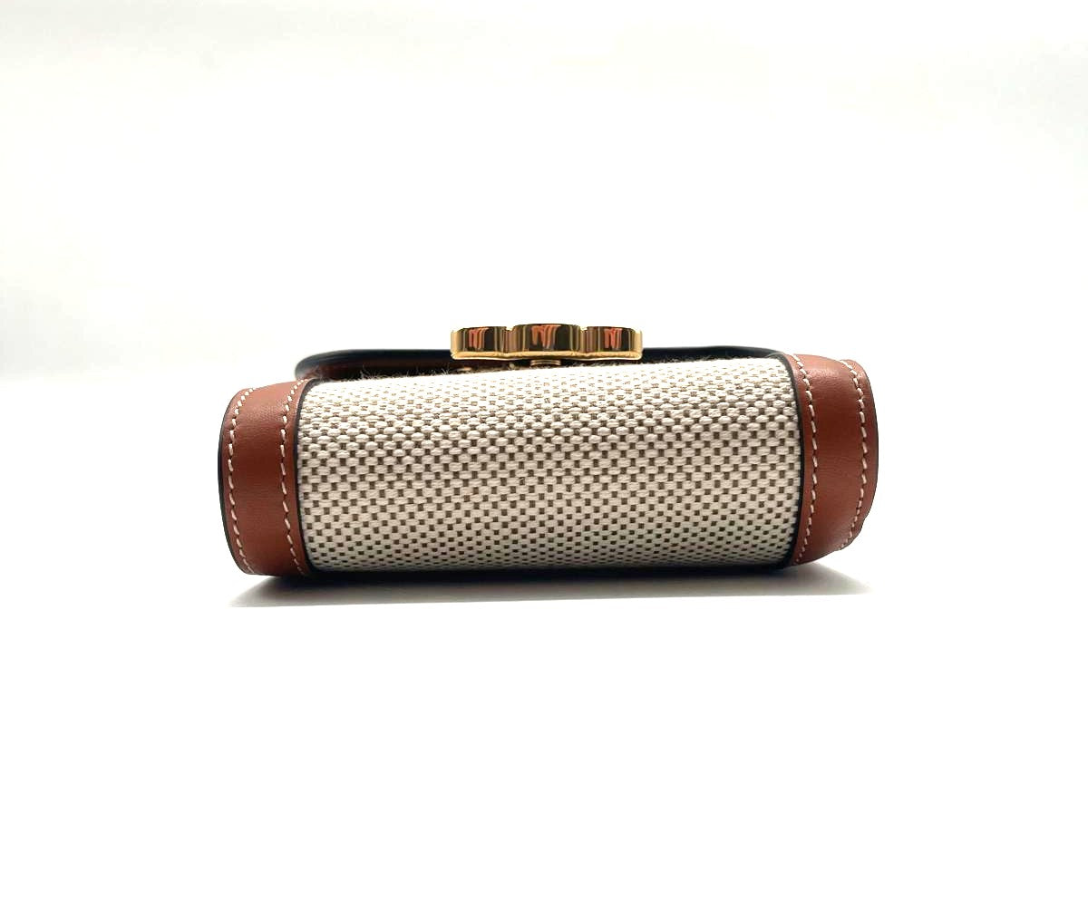 Portafoglio piccolo con patta TRIOMPHE in tessuto e pelle di vitello