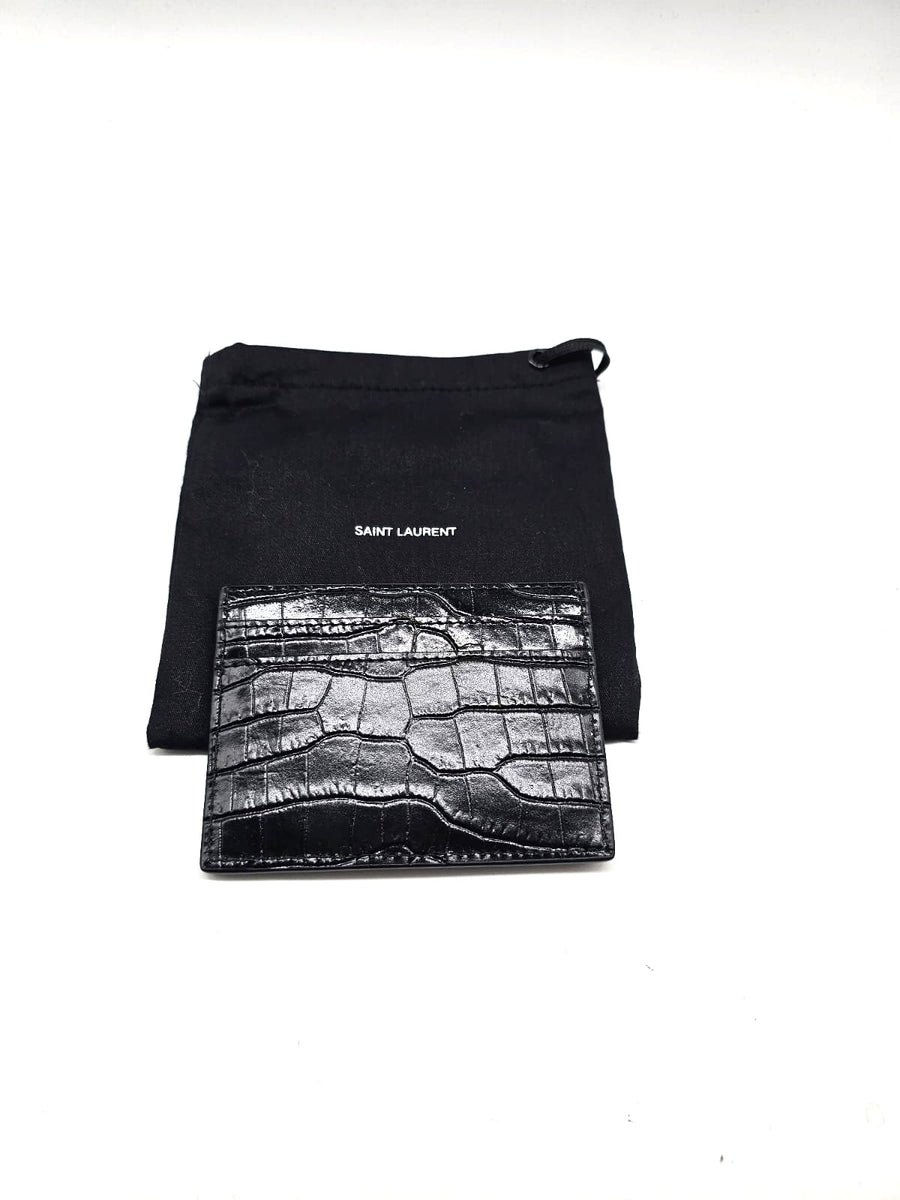 Portacarte Saint Laurent in stampa di coccodrillo