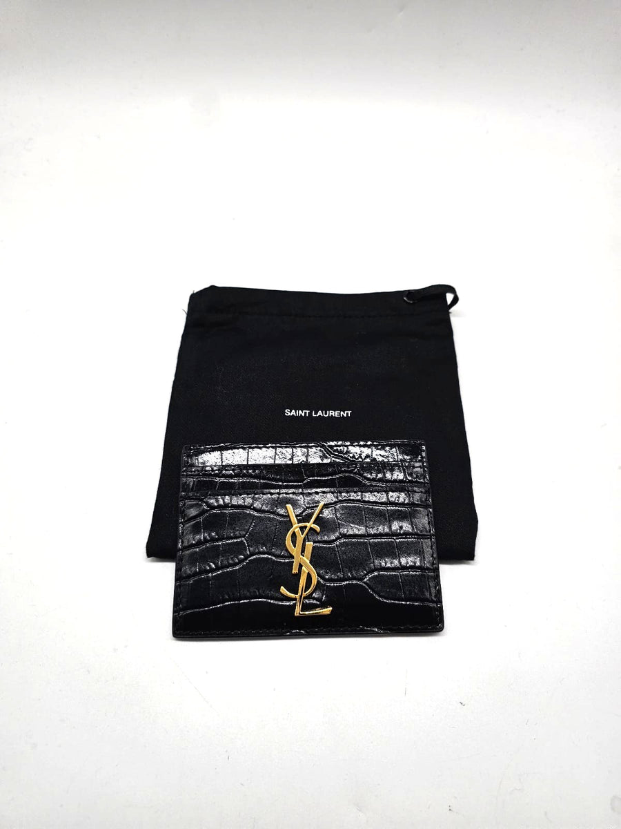 Portacarte Saint Laurent in stampa di coccodrillo