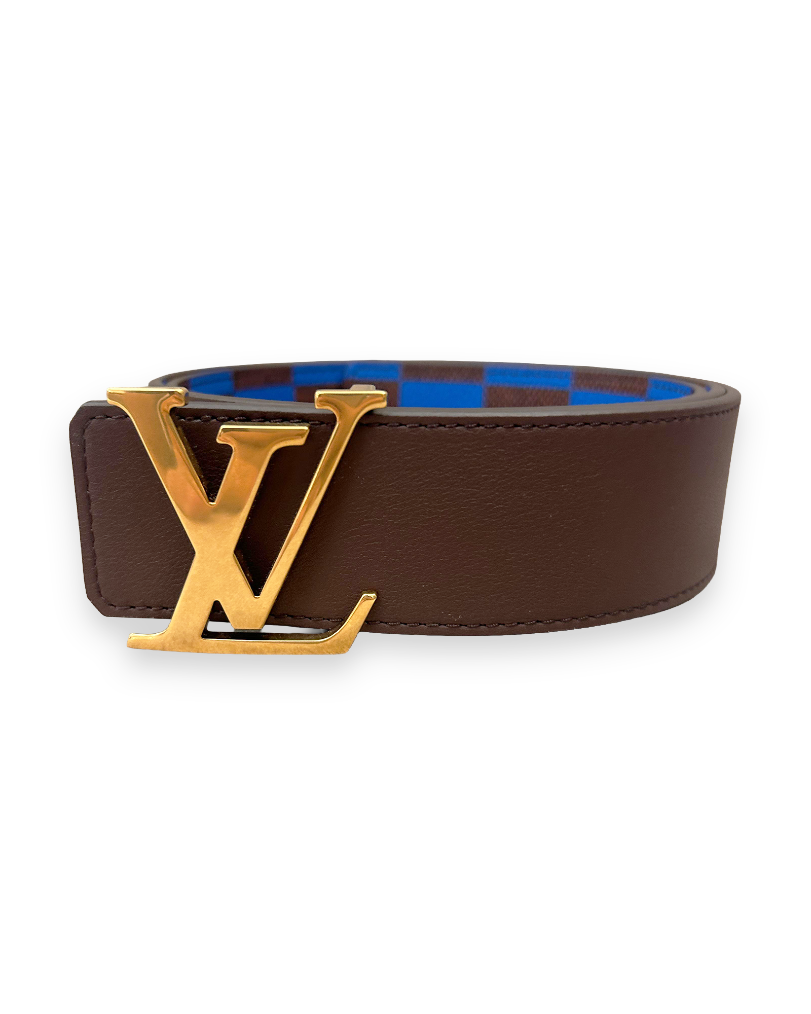 Louis Vuitton LV Initiales 40mm Cintura Reversibile Damier Pop blu