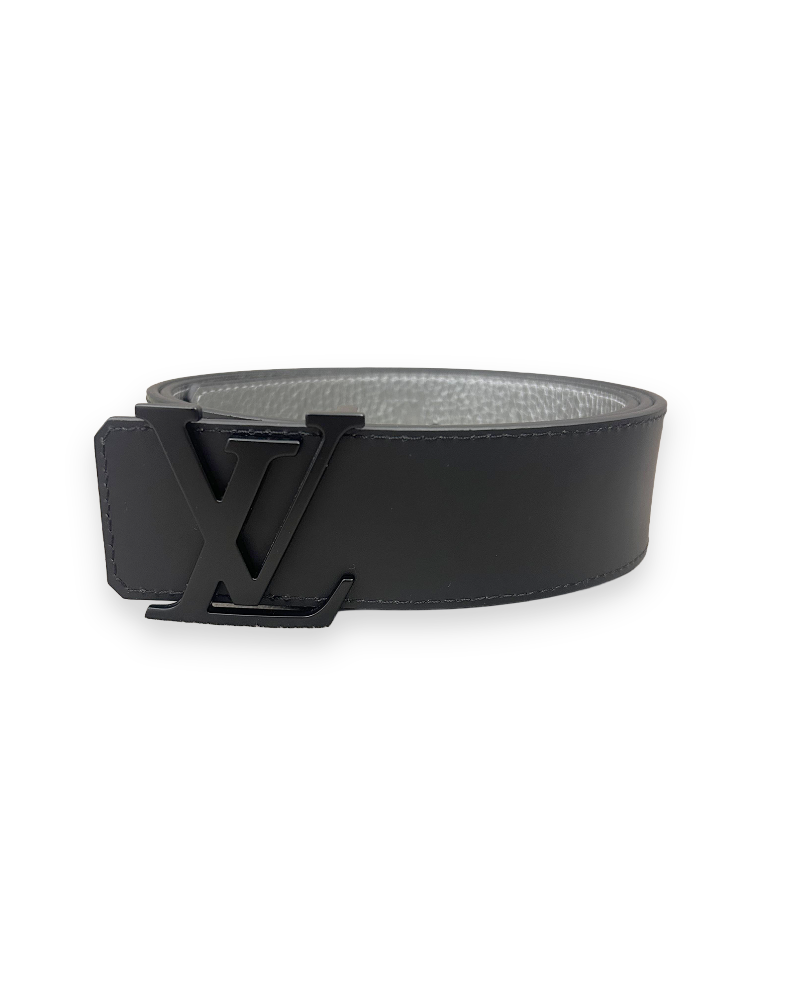 Louis Vuitton LV Initiales 40mm Cintura Reversibile in pelle Taurillon argentata